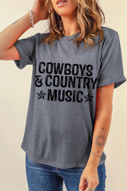 Gray COWBOYS COUNTRY MUSIC Graphic T Shirt