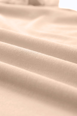 Khaki Solid Color Crew Neck Roll Up Sleeve Tee
