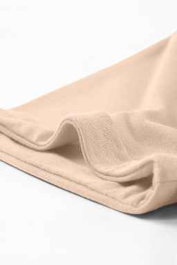 Khaki Solid Color Crew Neck Roll Up Sleeve Tee