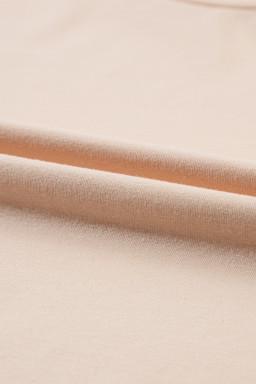 Khaki Solid Color Crew Neck Roll Up Sleeve Tee