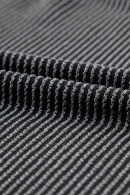 Carbon Grey Ribbed Textured Loose Fit Tee & Shorts Set