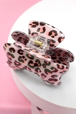 Bright Pink Leopard Print Bowknot Shape Hair Claw
