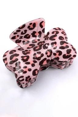 Bright Pink Leopard Print Bowknot Shape Hair Claw