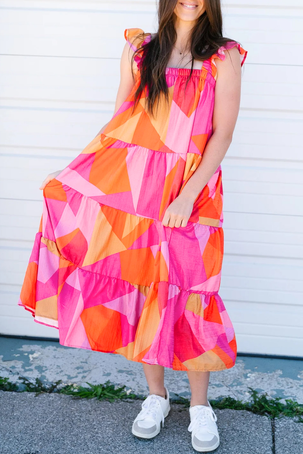 BOHO TROPIC DRAPE WOVEN MIDI DRESS