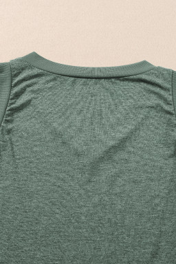 Mist Green Contrast Trim V-Neck Loose Fit Tank Top