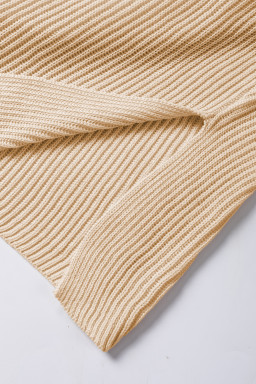 Apricot Side Slit Short Sleeve Oversized Sweater