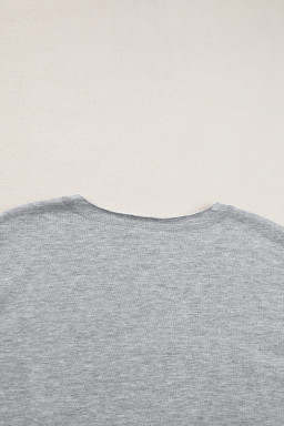 Light Grey USA Letter Patch Notched Neck Loose Tee