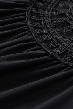 Black Bohemian Crochet Sleeveless Tunic Top