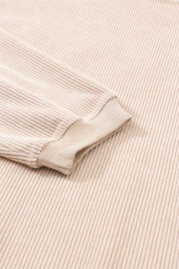 Apricot Drop Shoulder Rib Knit Oversized Sweatshirt