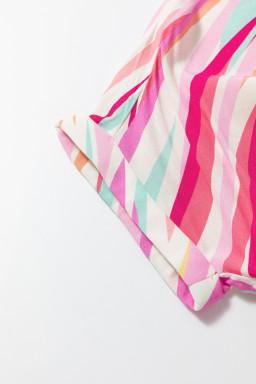 Multicolour Abstract Print High Low Blouse