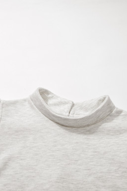 White Solid Color Ruffle Hem Mini Sweatshirt Dress