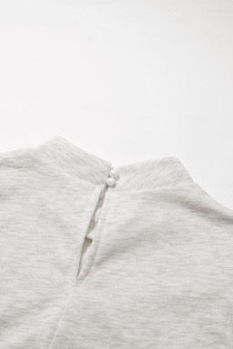 White Solid Color Ruffle Hem Mini Sweatshirt Dress