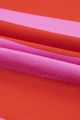 Bright Pink Colorblock Knitted Round Neck T Shirt