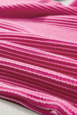 Rose Red Rib Textured Colorblock Contrast Pocket T Shirt Dress