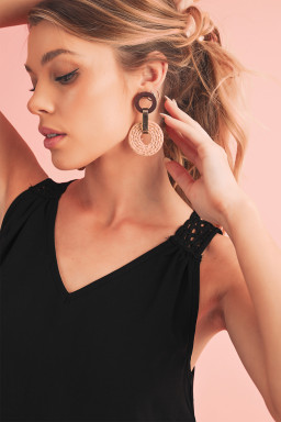 Black Bohemian Crochet Sleeveless Tunic Top