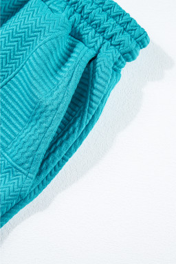 Skobeloff Textured Ruffle Split Top and Drawstring Shorts Set