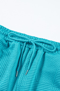 Skobeloff Textured Ruffle Split Top and Drawstring Shorts Set