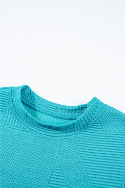 Skobeloff Textured Ruffle Split Top and Drawstring Shorts Set