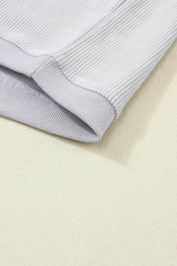 Light Grey Drop Shoulder Rib Knit Oversized Sweatshirt