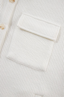 White Rib Textured Pocket Jacket