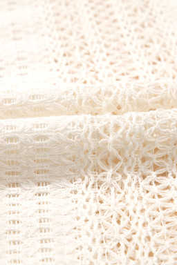 Beige Lace Crochet Collared Button Up Oversized Shirt