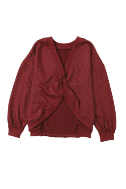 Red Mineral Wash Twist Backless Oversized Sweatshirt