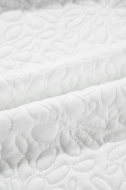 White Floral Embossed Plain Zip-up Jacket