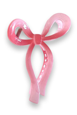 Pink Long Tail Bow Knot Shape Hair Claw