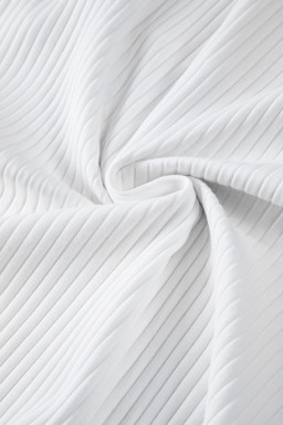 White Ribbed Color Block Patchwork Plus T Shirt