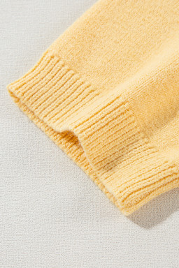 Yellow Cream Cute Flower Pattern Knitted Top