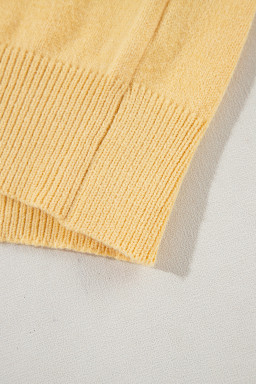 Yellow Cream Cute Flower Pattern Knitted Top