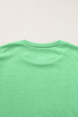 Light Green Ricrac Applique Floral Sleeve Textured Blouse