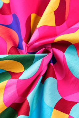 Rose Red Abstract Print Smocked Flutter Shoulder Mini Dress