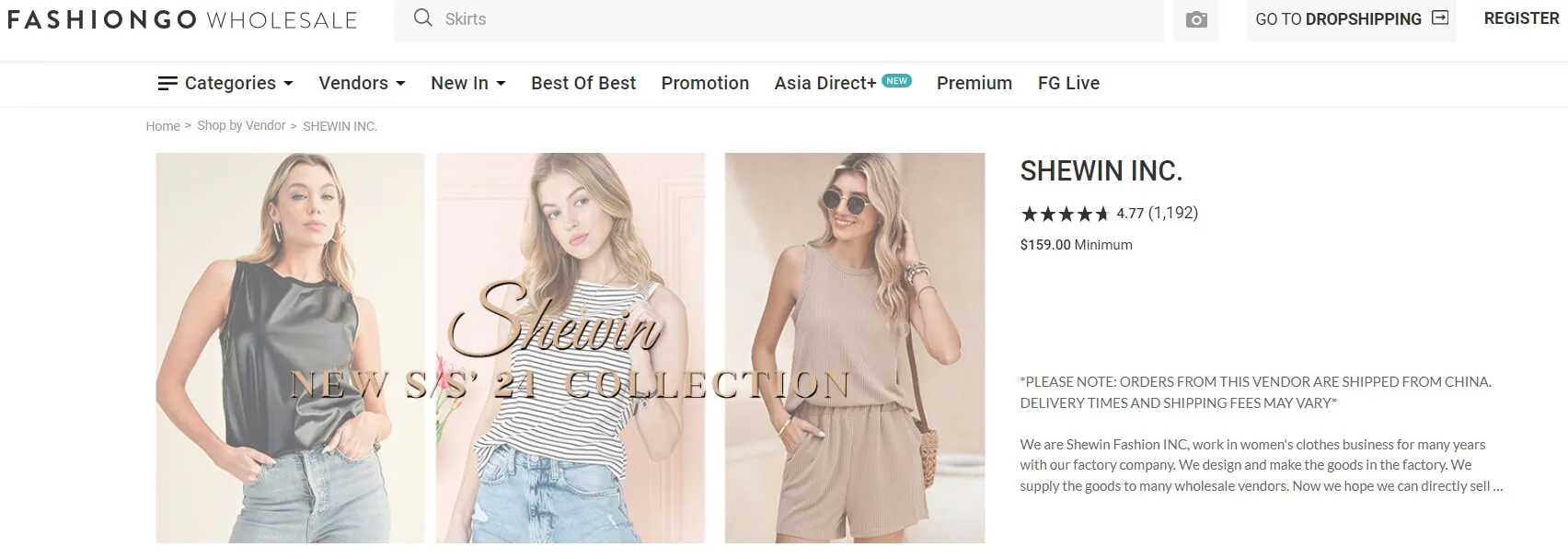 Best Vendors on FASHIONGO - Shewin