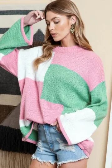Colorblock Drop Shoulder Sweater