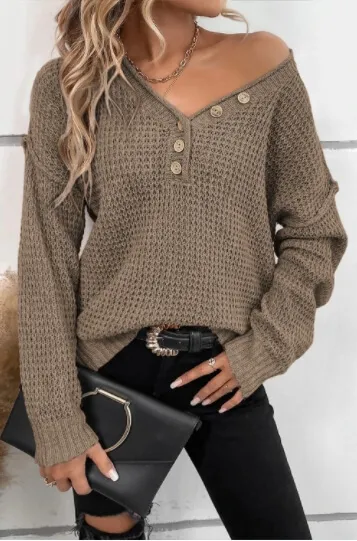 V-Neck Drop Shoulder Sweater