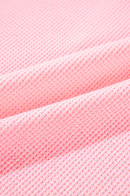 Pink Plus Size Waffle Knit Exposed Seam Tee and Shorts Set