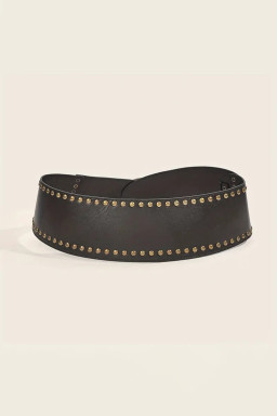 Black Rivet Decor Metal Buckle Triangle Shape Belt