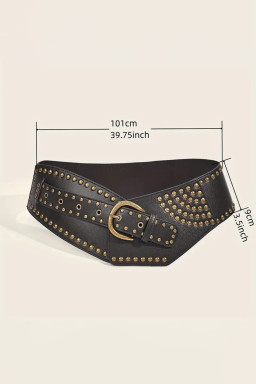 Black Rivet Decor Metal Buckle Triangle Shape Belt
