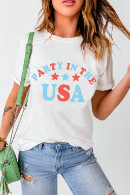 White Flag Day PARTY IN THE USA Star Graphic T Shirt