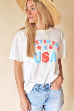 White Flag Day PARTY IN THE USA Star Graphic T Shirt