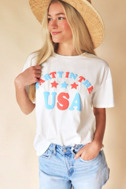 White Flag Day PARTY IN THE USA Star Graphic T Shirt