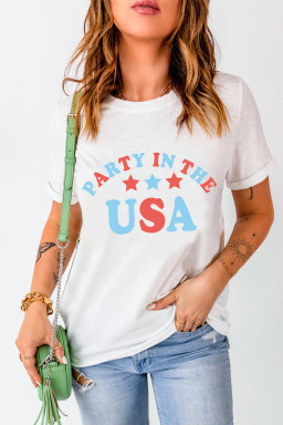 White Flag Day PARTY IN THE USA Star Graphic T Shirt
