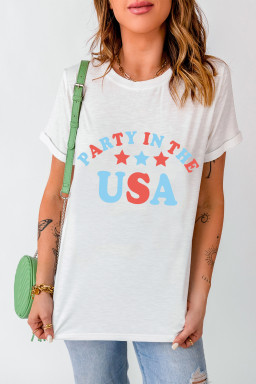 White Flag Day PARTY IN THE USA Star Graphic T Shirt