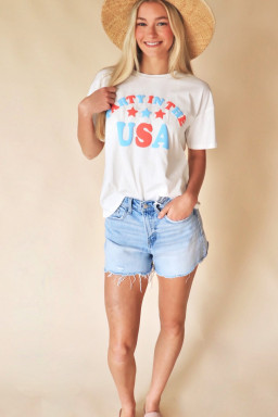 White Flag Day PARTY IN THE USA Star Graphic T Shirt