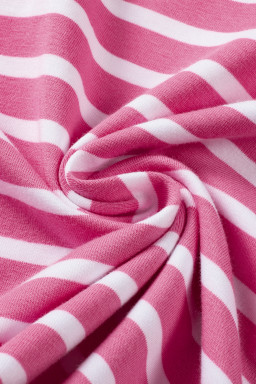 Pink Stripe V Neck Knotted Backless Ruffle T Shirt