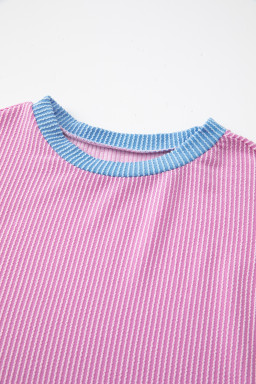 Phalaenopsis Colorblock Corded Texture Short Set