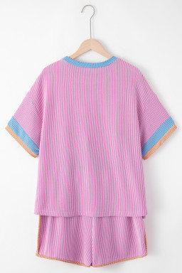 Phalaenopsis Colorblock Corded Texture Short Set