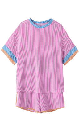 Phalaenopsis Colorblock Corded Texture Short Set