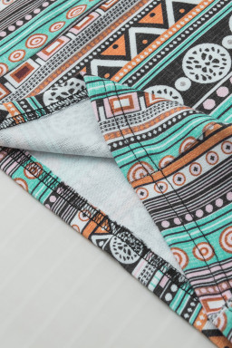 Green Geometric Printed Square Neck Tank Top